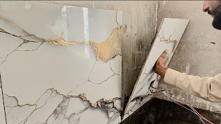 fitting kitchen countertop tiles  kitchen wall tiles fitting [upl. by Aubigny]