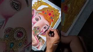 Lord ganesha portrait with oil pastelshorts ganesh ganpati art [upl. by Dlaner266]