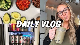 DAILY VLOG days at home fav smoothie grocery haul home workout warby parker [upl. by Aihsatan506]