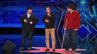 Triple Threat Beautifully Nerdy Boy Band Sing Classic by MKTO Americas Got Talent 2015 [upl. by Fosque]