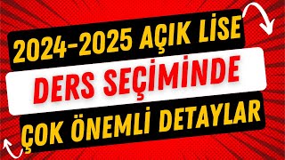 Açık Lise Ders Seçimi Nasıl Yapılır20242025 [upl. by Odysseus971]