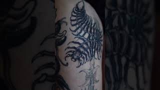 blackwork Centipede tattoo on leg istanbul brockkaw shorts shortfeed tattooartists tattoovlog [upl. by Droffig]