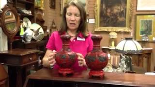 Asian Antiques Antique Chinese lacquer cinnabar vases from our antiques mall at Gannons Antiques [upl. by Nivac596]