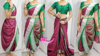 KHAN SAREE DRAPING IN DHOTI STYLEDHOTI SAREE DRAPING TUTORIALSTEP BY STEP [upl. by Sivle]