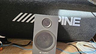 Logitech Z333 21 audio system sound test with Alpine subwoofer Alpine SWT12S4 [upl. by Itra]