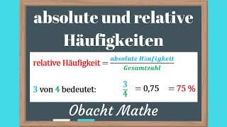 absolute und relative Häufigkeiten  ganz einfach erklärt  Daten amp Zufall  ObachtMathe [upl. by Rukna]