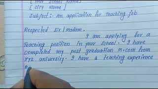 application for the post of teacher application for teaching job  write application for teacher job [upl. by Leakcim]