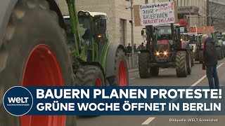 BAUERNPROTESTE Aktion von Landwirten geplant Grüne Woche öffnet  Vertreter der Ampel kommt [upl. by Kape114]