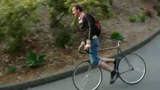 Fixie trick Long downhill skid on Mercier fixed bicycle [upl. by Alekehs]