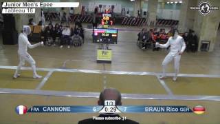 FE M E Individual Juniors Plovdiv BUL ZC Europe 2017 T16 08 yellow CANNONE FRA vs BRAUN GER [upl. by Fotina]