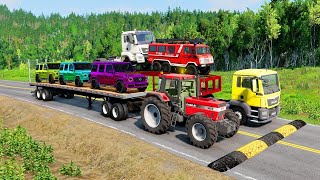 TRANSPORTING PIXAR CARS amp FRUITS WITH COLORED amp JOHN DEERE vs CLAAS vs TRACTORS  BeamNGdrive 962 [upl. by Naltiak848]