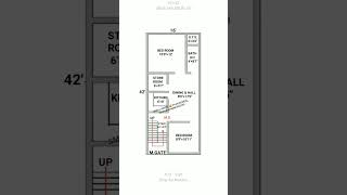 16 × 42 house plan  16 × 42 village plan  2bhk design  shorts home houseplan shortsviral yt [upl. by Enirehtak]