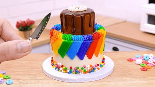 Rainbow KITKAT Bar Using Pure Chocolate 🍫 Come To My Tiny Kitchen And Making Mini Chocolate Cake [upl. by Hannad]