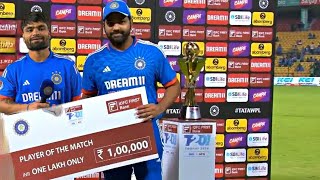 Rohit sharmas heart winning gesture for RINKU SINGH after winning MAN OF THE MATCH award [upl. by Enitram]