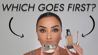 CORRECT ORDER OF CONCEALER FOUNDATION AND POWDER APPLICATION  NINA UBHI [upl. by Casilda]