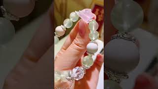 Natural Prehnite Bracelet Size 10mm Natural Rose Quartz Fox Clear Quartz Alashan Agate [upl. by Bonnice]