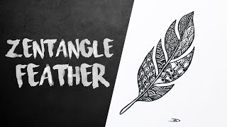 FEATHER ZENTANGLE DRAWING  TIMELAPSE  DAVID MIN ART [upl. by Orlanta]