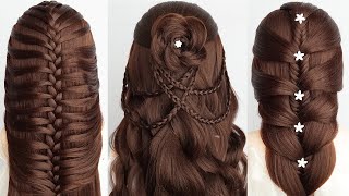 TOP 3 Easy And Unique Braided Hairstyle For Long Hair  Cute Hairstyle For Girls [upl. by Anelrahc]