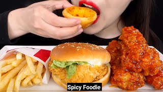 Spicy Fried Chicken Zinger Burger KFC  asmr food [upl. by Hoffman]