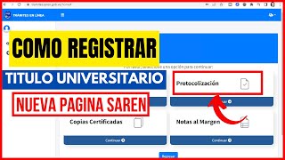 COMO REGISTRAR TITULO UNIVERSITARIO EN SAREN 2023 Paso a Paso y Tips de Ayuda [upl. by Vern]