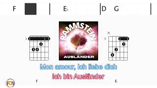 RAMMSTEIN Ausländer FCN GUITAR CHORDS amp LYRICS [upl. by Saisoj]