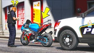 Selfriding motorcycle on autopilot gets PULLED OVER GTA 5 Mods Gameplay [upl. by Holcman]