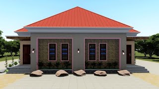 1 BEDROOM SEMI DETACHED HOUSE DESIGN 1412 m  SQ 168m  modern Design Animation [upl. by Hcire]