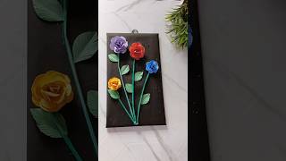 Rose wall hanging using cardboard ytshorts homedecor shortvideo shorts craft diy [upl. by Aicilram597]