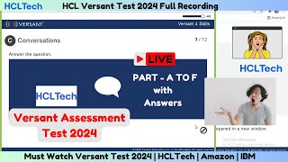 HCL Versant Test 2024  PART  A TO F  Versant Test For HCL Amazon amp Other Big MNCS hcl amazon [upl. by Putnam206]