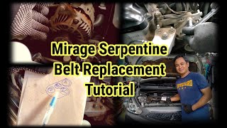 Mitsubishi Mirage Serpentine Belt Replace Tutorial │ No More Fan Belt Noise [upl. by Udele93]