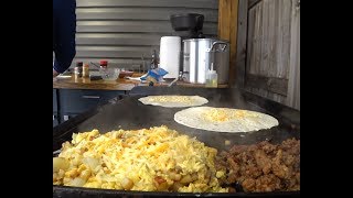 Camp Chef Flat Top Grill FTG600 Breakfast Burritos 4K Jan 2019 [upl. by Llehsad]