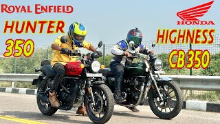 Honda Highness CB 350 vs Royal Enfield Hunter 350  Drag Race  TopEnd Test [upl. by Merta]