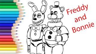 How to Coloring Freddy and Bonnie  Coloring Pages fnaf artforkids [upl. by Maitilde]