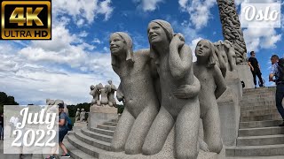 Summer in Oslo Norway  July 2022  Virtual tour of Vigelandsparken Vigeland Park  4K 60fps [upl. by Imak]