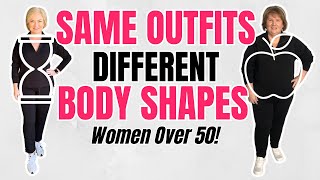 Same Outfits  Different Body Shapes  Women Over 50 [upl. by Sokem13]