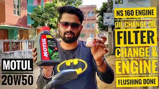 Pulsar NS160 engine oil change Ns160engineoilchange bestengineoilforNs160 Ns200 Motul20w50 [upl. by Alcott901]