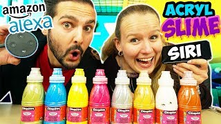 ALEXA VS SIRI MACHEN ACRYL SCHLEIM CHALLENGE Wer macht besseren GLIBBER SLIME Kaan vs Kathi [upl. by Dihsar]