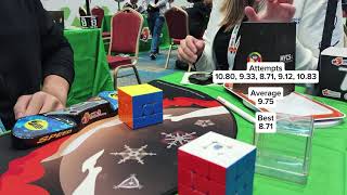 975 3x3 Rubiks Cube Average  Rubiks WCA Asian Championship 2024 [upl. by Gui462]