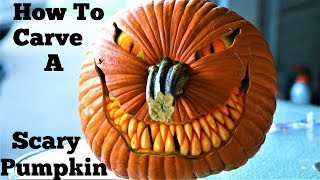 How to Carve a Simple yet Scary Pumpkin Face [upl. by Eetnahc]