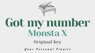 Got my number  Monsta X Original Key Karaoke  Piano Instrumental Cover with Lyrics [upl. by Notrom442]