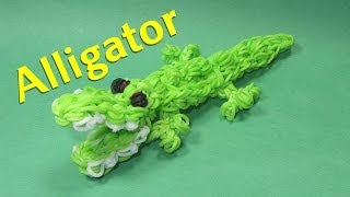 Rainbow Loom ALLIGATOR Charm How To Tutorial DIY Mommy [upl. by Adrial]