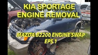 Mazda B2200 Engine Swap Kia Sportage Engine Removal [upl. by Yelraf875]