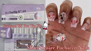 Sanrio Pochacco Nails ❤️ Saviland SSProTip X 40 Kit ✨ beginner friendly  nails saviland [upl. by Wilkinson]