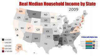 US Real Median Household Income by State  19842020 [upl. by Bihas]