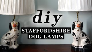 DIY Antique Staffordshire Dog Figurine Lamps  How to Wire a figurine table Lamp [upl. by Hillari809]