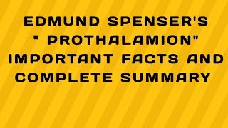 Spensers Prothalamion detail description in hindi [upl. by Eentruok]