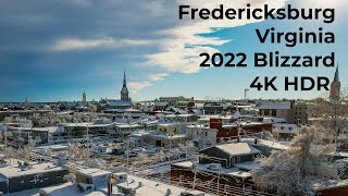 Fredericksburg Virginia Snowday 4k HDR Drone Footage 2022 [upl. by Keemahs]