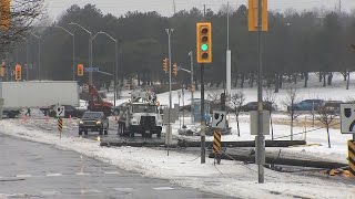 Storm brings down hydro poles at Victoria Park amp Gerrard [upl. by Arvind]