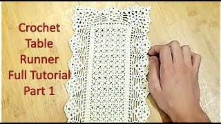 Learn How to Crochet TABLE RUNNER and Customize its Length Tutorial Part 1 [upl. by Leuams]