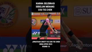 SELEBRASI KEPAGIAN COU TIEN CHEN VS JONATHAN CRISTY  INDIAN OPEN 2023 [upl. by Annairt243]